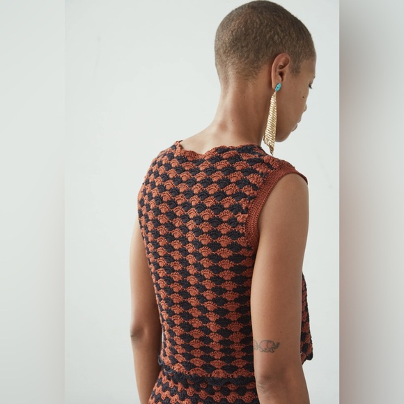 Rachel Sedum Top, Brown/Black, Hand-Crochet, Medium, New never worn - Picture 3 of 4